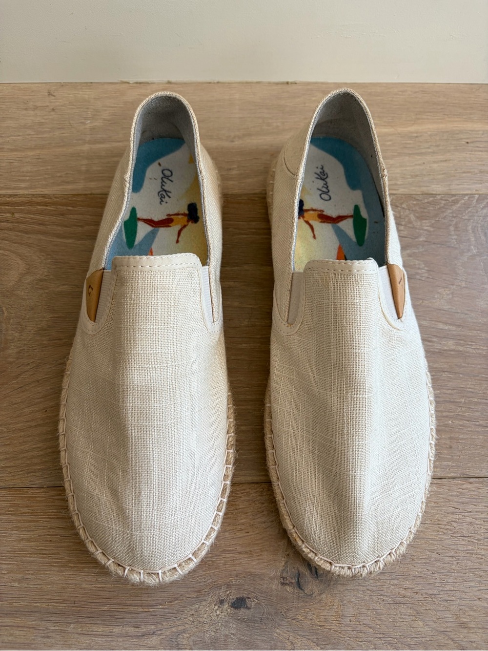 OluKai Kaula Pa'a Kapa espadrille linen slip on comfort -size 8